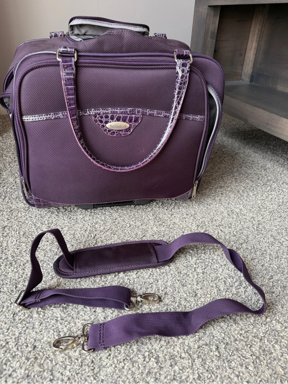 Samsonite Purple Laptop Bag/ Wheeled Carry On luggage